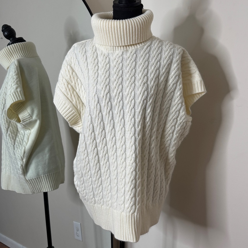 Calvin Klein Cable Cord Ivory Turtleneck Sweater Size L